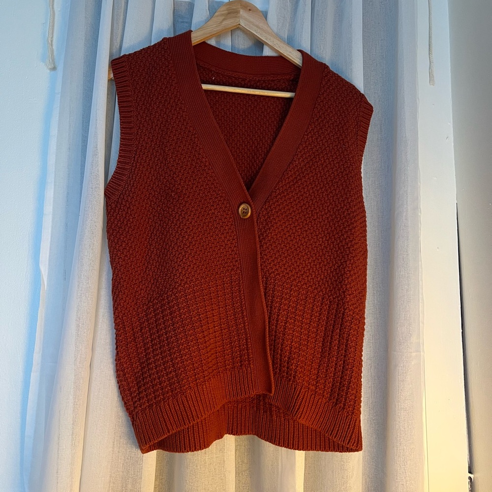 Rust Sleeveless Knit Sweater Vest